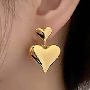Boucles d'oreilles petit et grand cœur