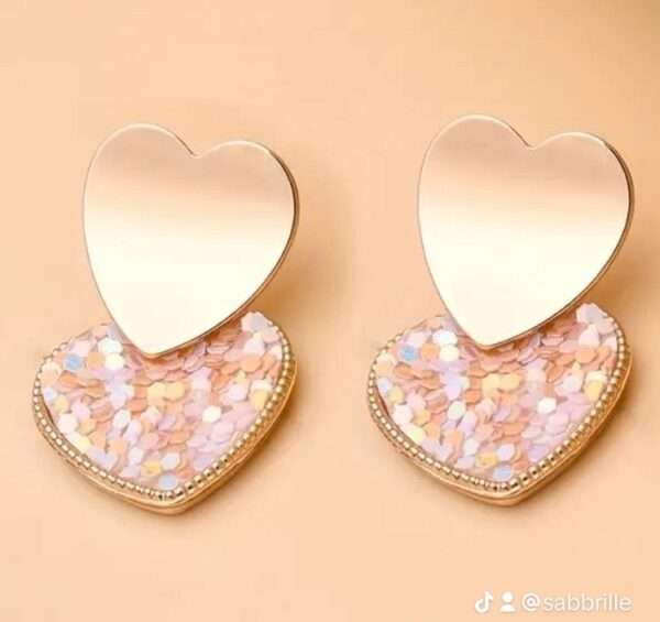 Boucles d'oreilles double coeur