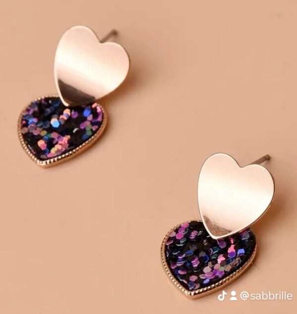 Boucles d'oreilles double coeur – Image 2