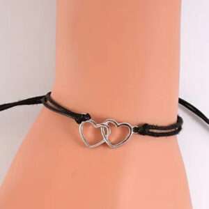 Bracelet double cœur cordon
