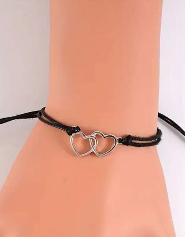 Bracelet double cœur cordon