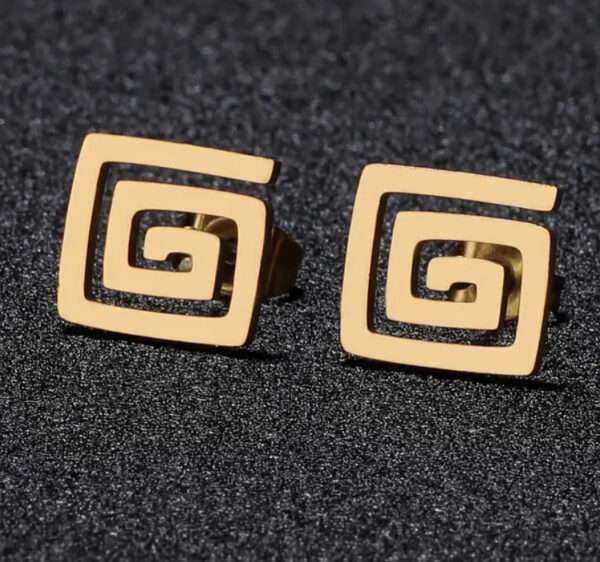 Boucles d'oreilles carré spirale – Image 2