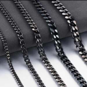 Collier noir gourmette 3 mm
