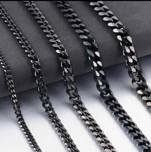 Collier noir gourmette 3 mm