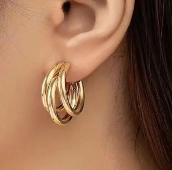 Boucles d'oreilles triples rangées – Image 2