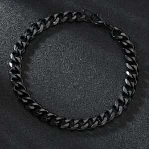 Bracelet noir maille gourmette